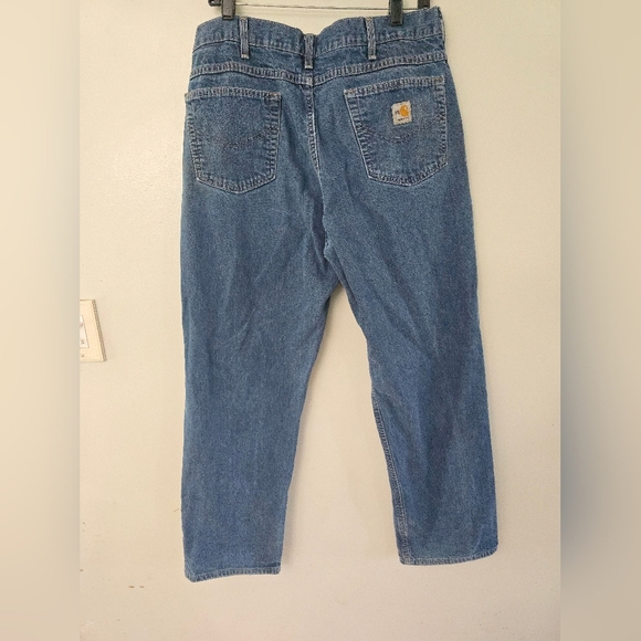Carhartt FR Jeans 36x30 FRB100 DNM FR Relaxed Fit Blue Denim Distressed Ufcw - Picture 1 of 12